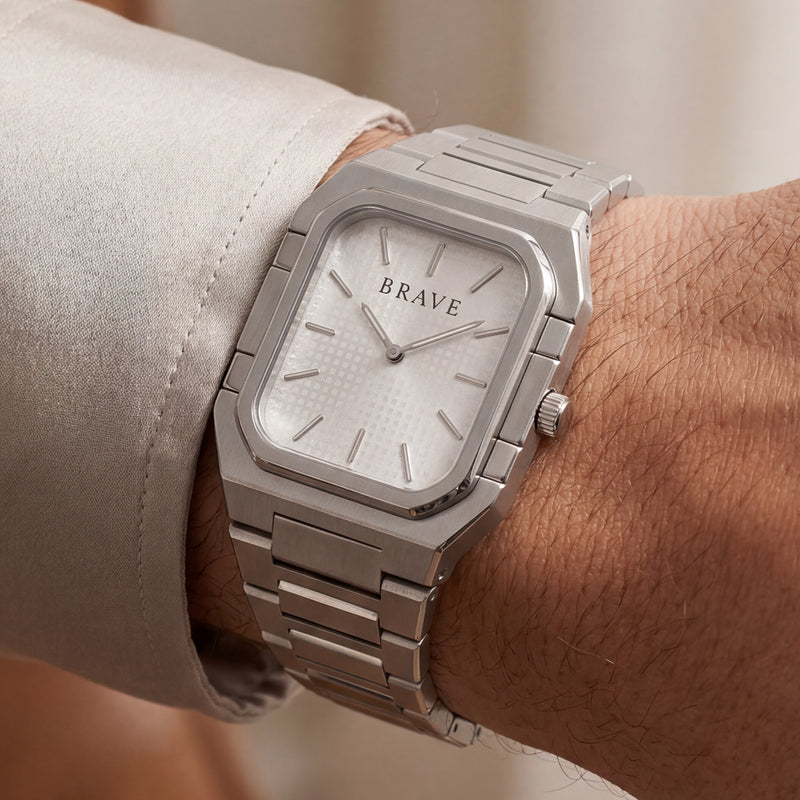 Montre BRAVE Brando ~ Argent-Blanc
