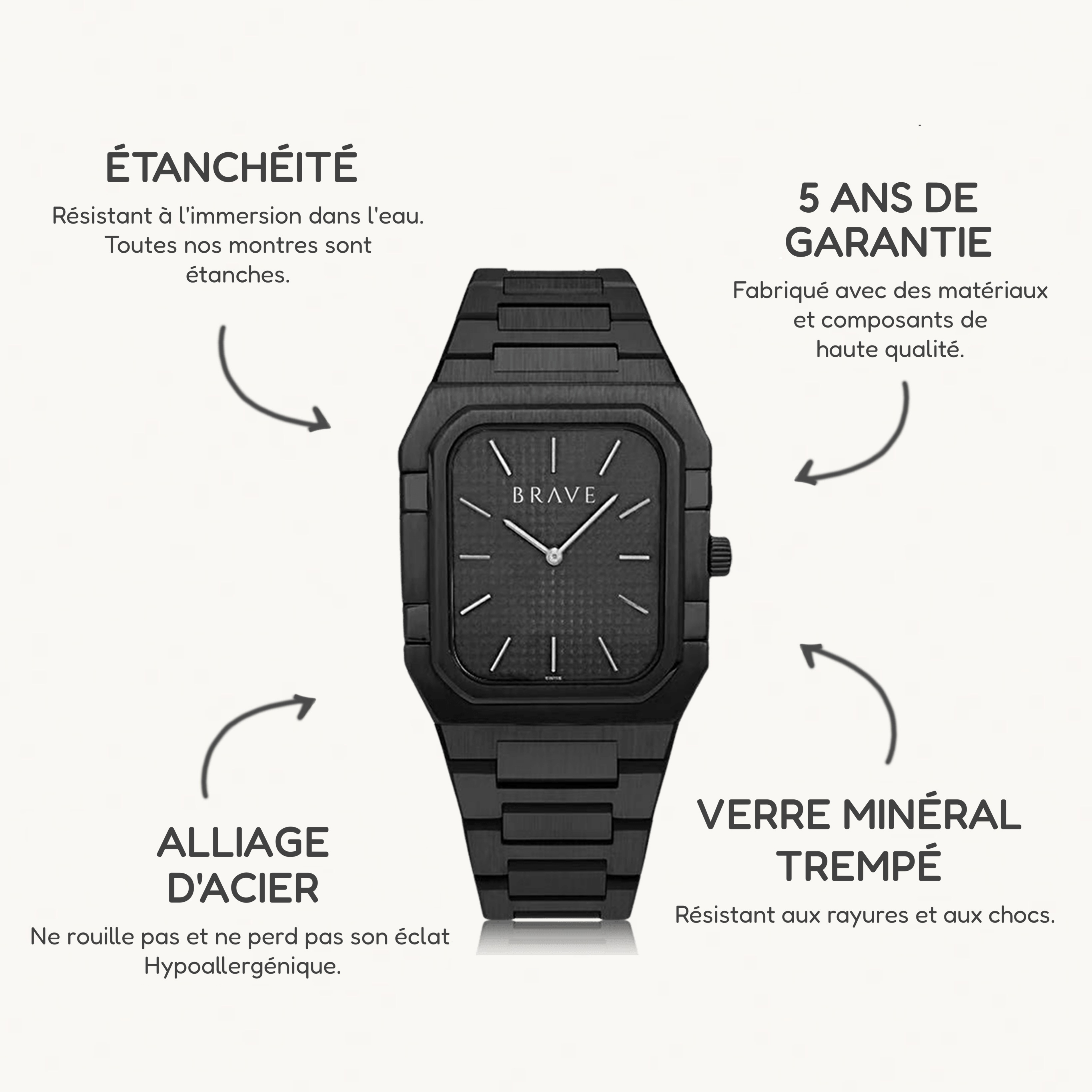 Montre BRAVE Brando ~ Noir