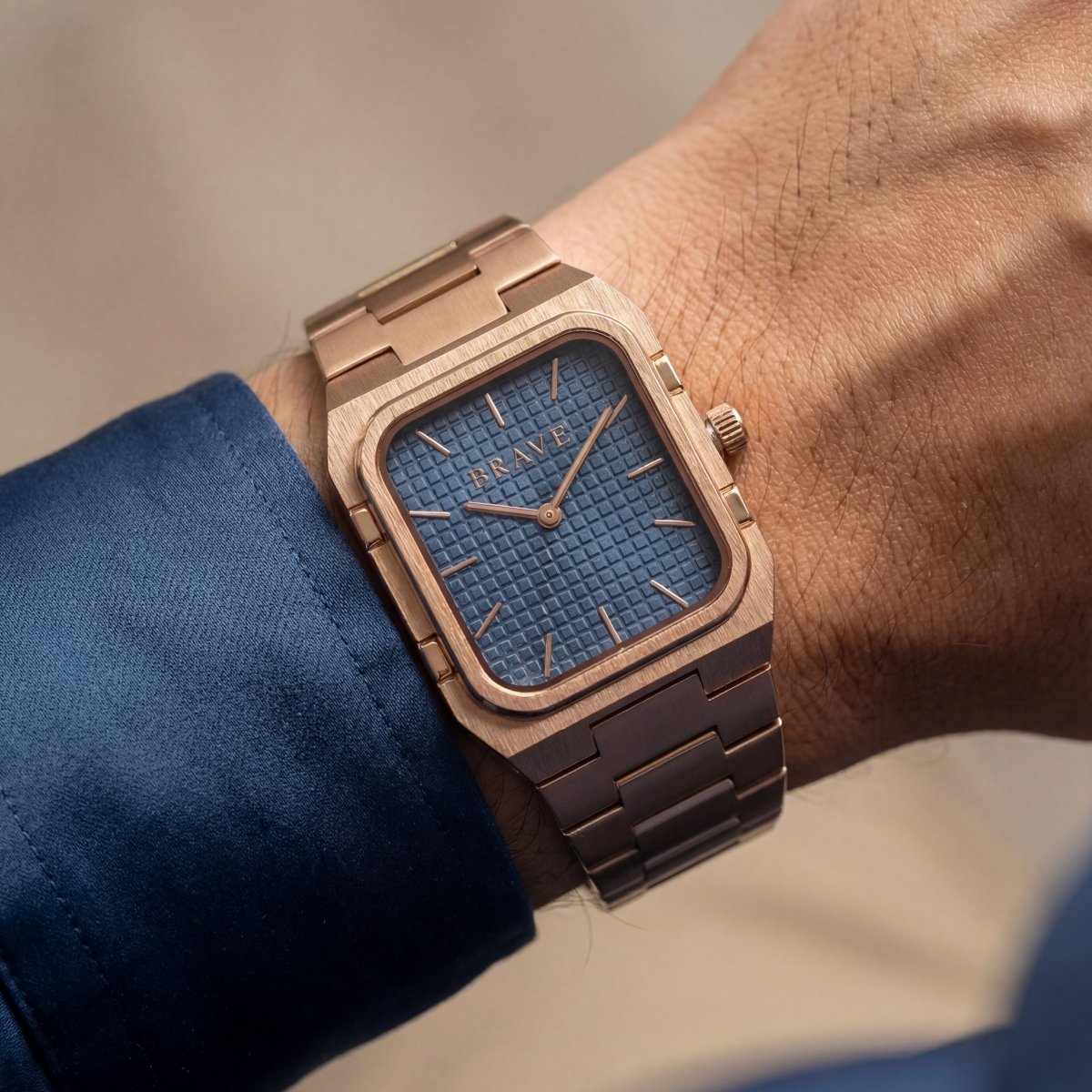 Montre BRAVE Brando ~ Or Rose-Bleu