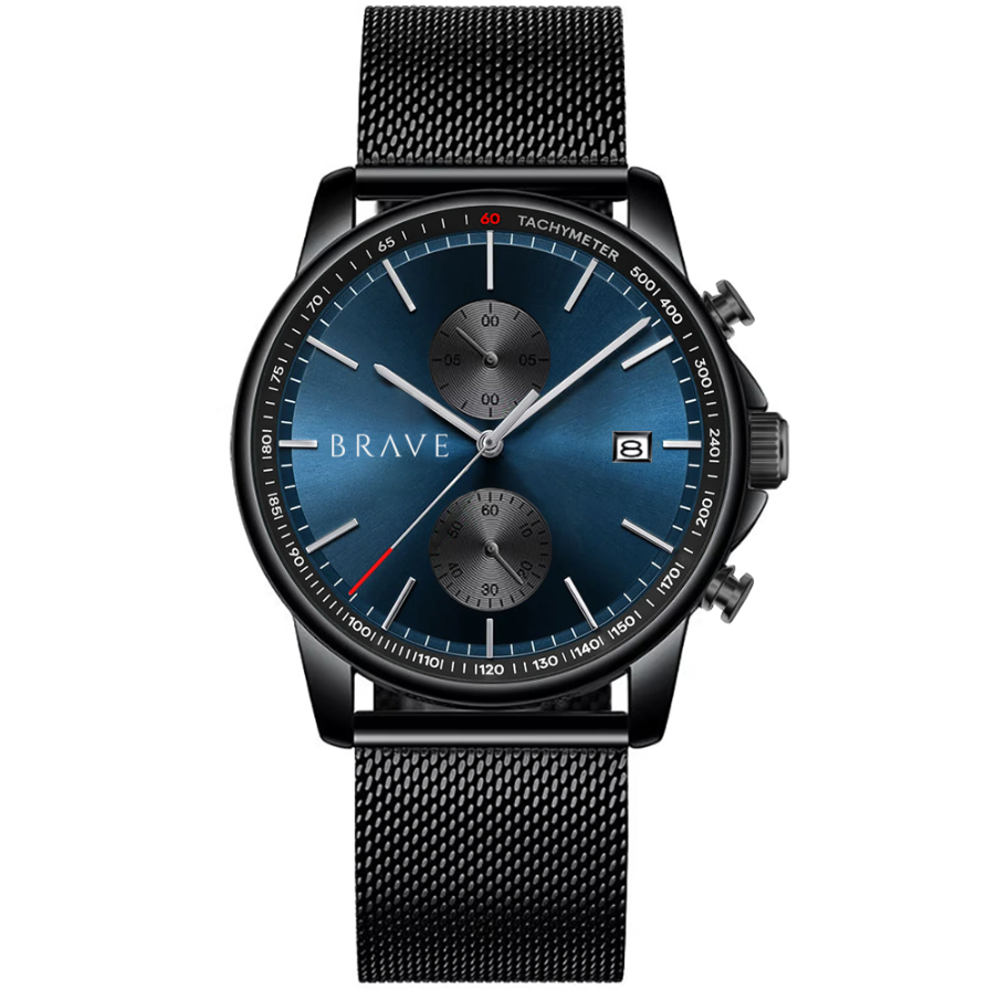 Montre BRAVE Atlantide ~ Noir-Bleu Foncé