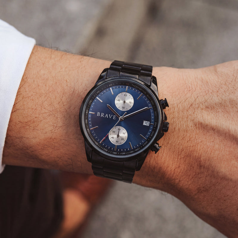 Montre BRAVE Monarque ~ Noir-Bleu Foncé