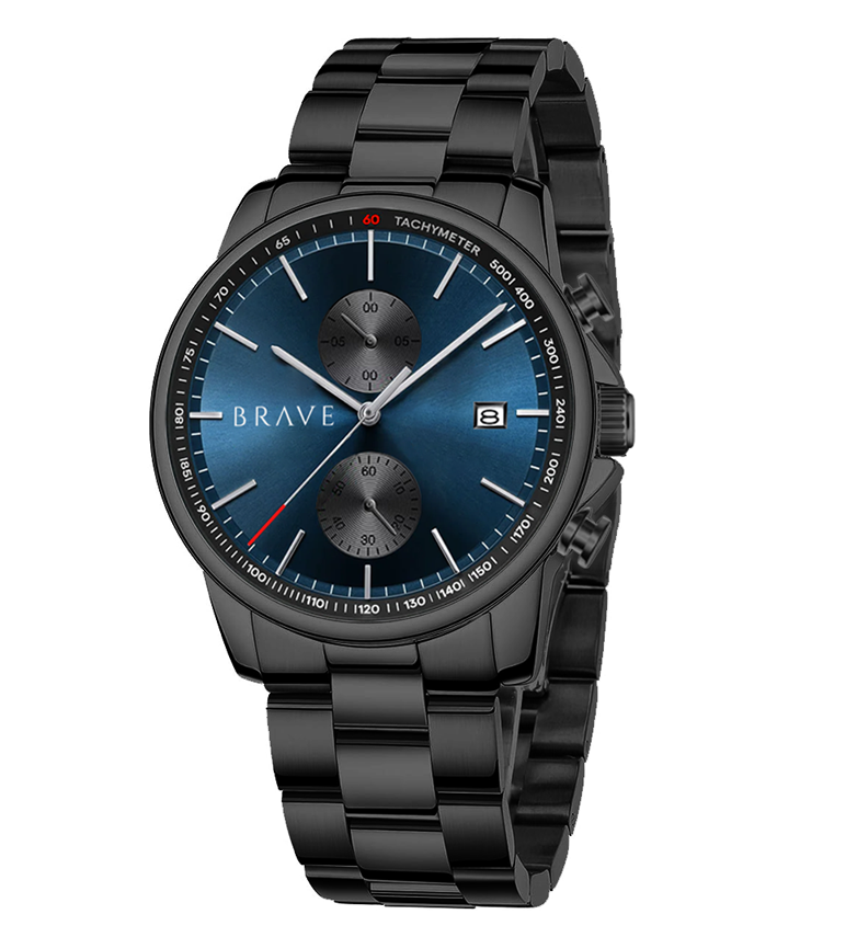 Montre BRAVE Monarque ~ Noir-Bleu Foncé