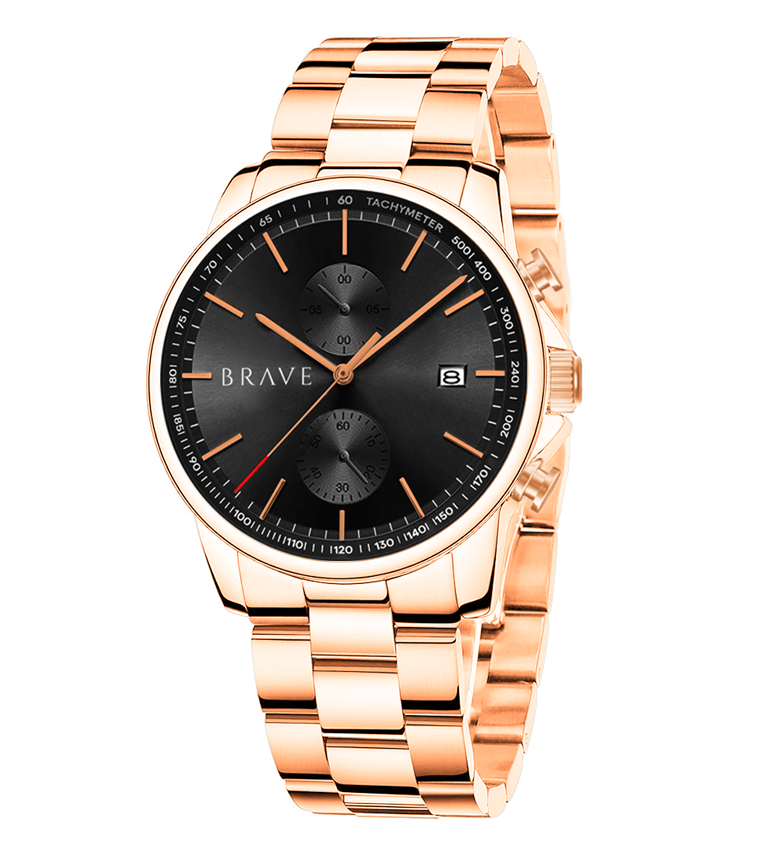 Montre BRAVE Monarque ~ Or Rose-Noir