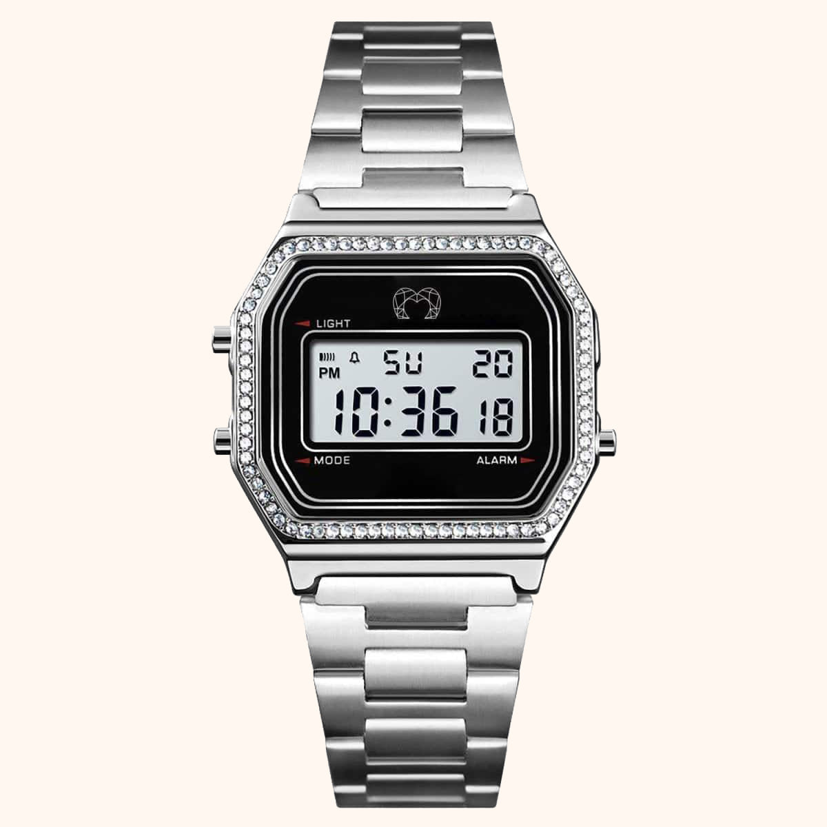 Montre Digitale "Rétro Brillant" ~ Argent - LaMaisonDesBijoux