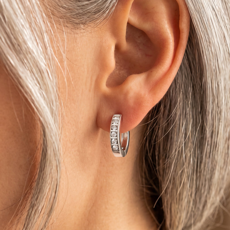 Boucles d'oreilles Anneaux Zircones Blanches