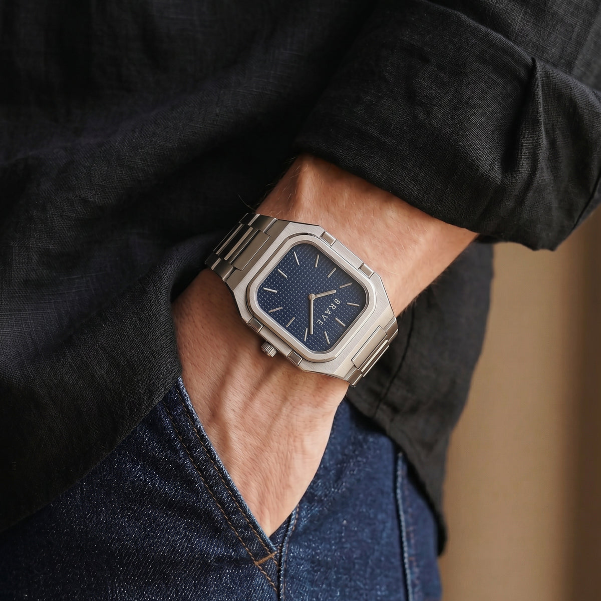 Montre BRAVE Brando ~ Argent-Marine