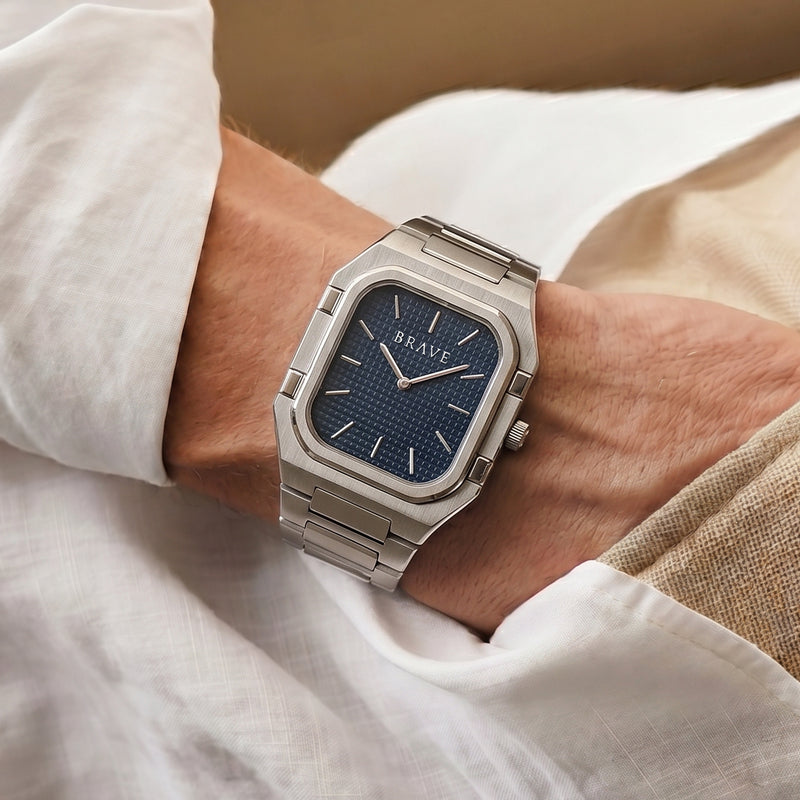 Montre BRAVE Brando ~ Argent-Marine