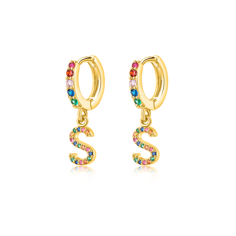 Boucles "Initiale Rainbow-Hoops" - LaMaisonDesBijoux