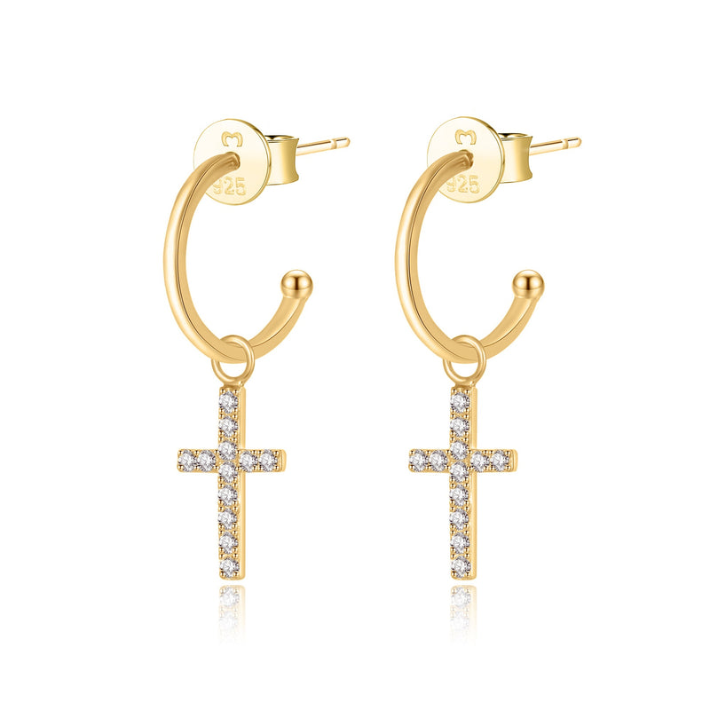 Boucles "Demi-anneau Croix" - LaMaisonDesBijoux