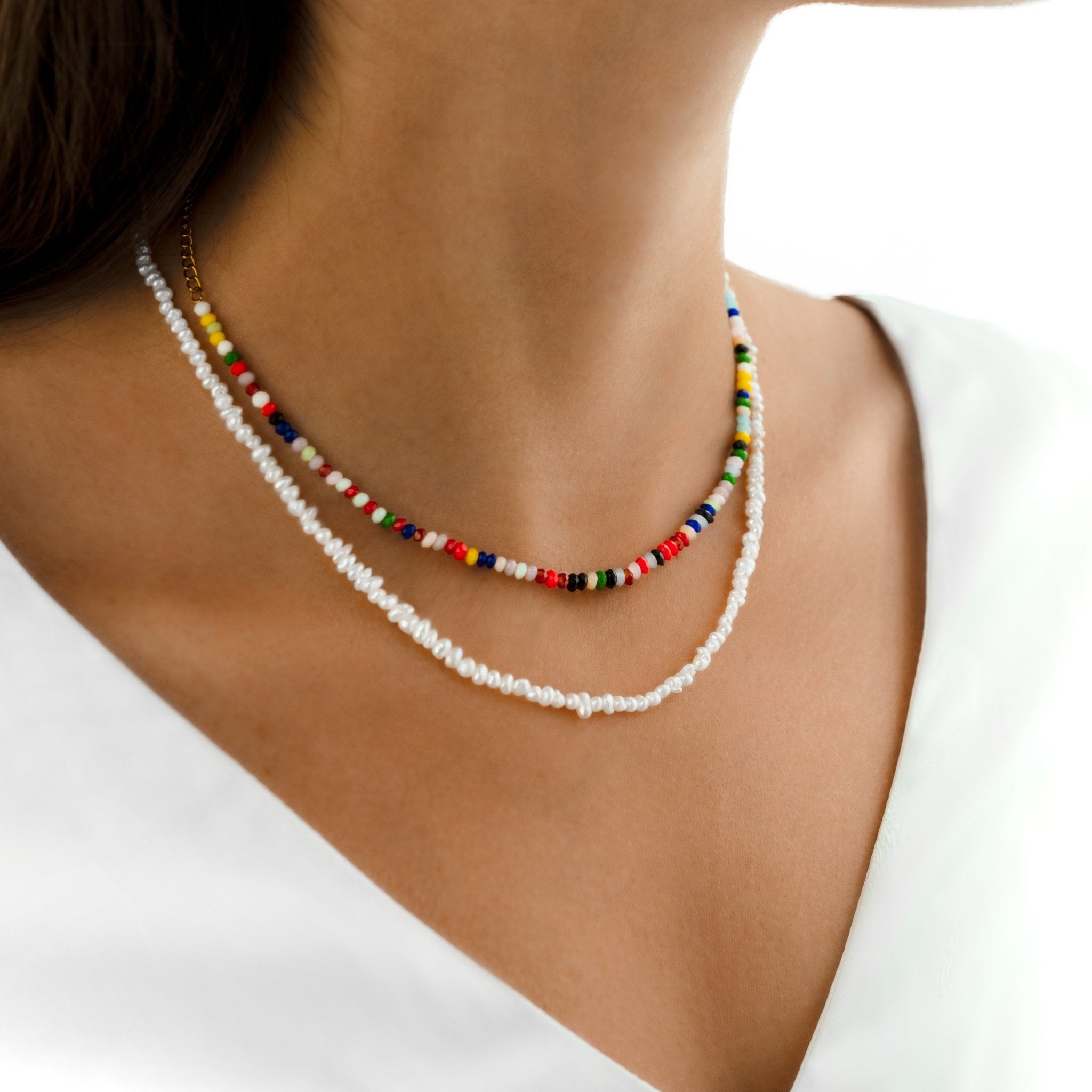Collier ras-du-cou multicolore en pierres naturelles, 7 chakras, perle Collier ras-du-cou multicolore en pierres naturelles, 7 chakras, perle
